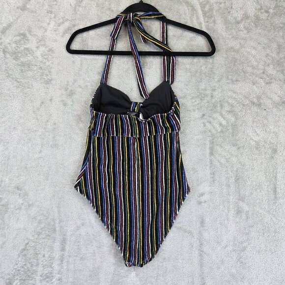 Out From Under Bodysuit Womens Small Multicolor Striped Halter Urban Outfitters - Picture 6 of 10